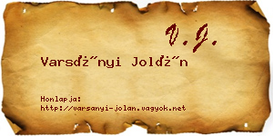Varsányi Jolán névjegykártya
